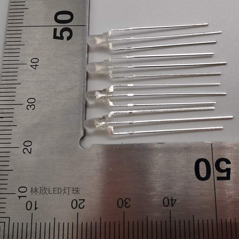 红绿双色灯珠f3三脚蓝绿发光管3mm红蓝 led发光二极管直插led灯珠