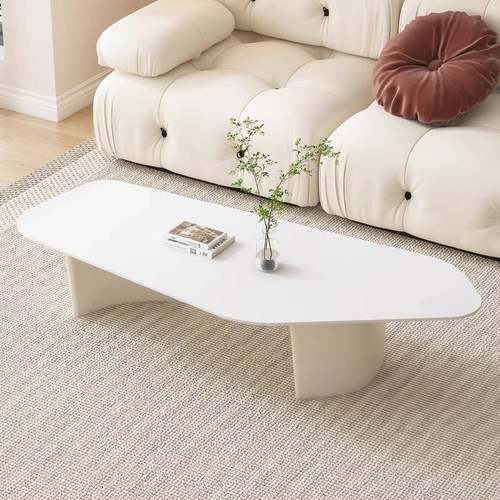 奶油风岩板茶几异形意式轻奢极简现代简约网红客厅家用小户型茶桌