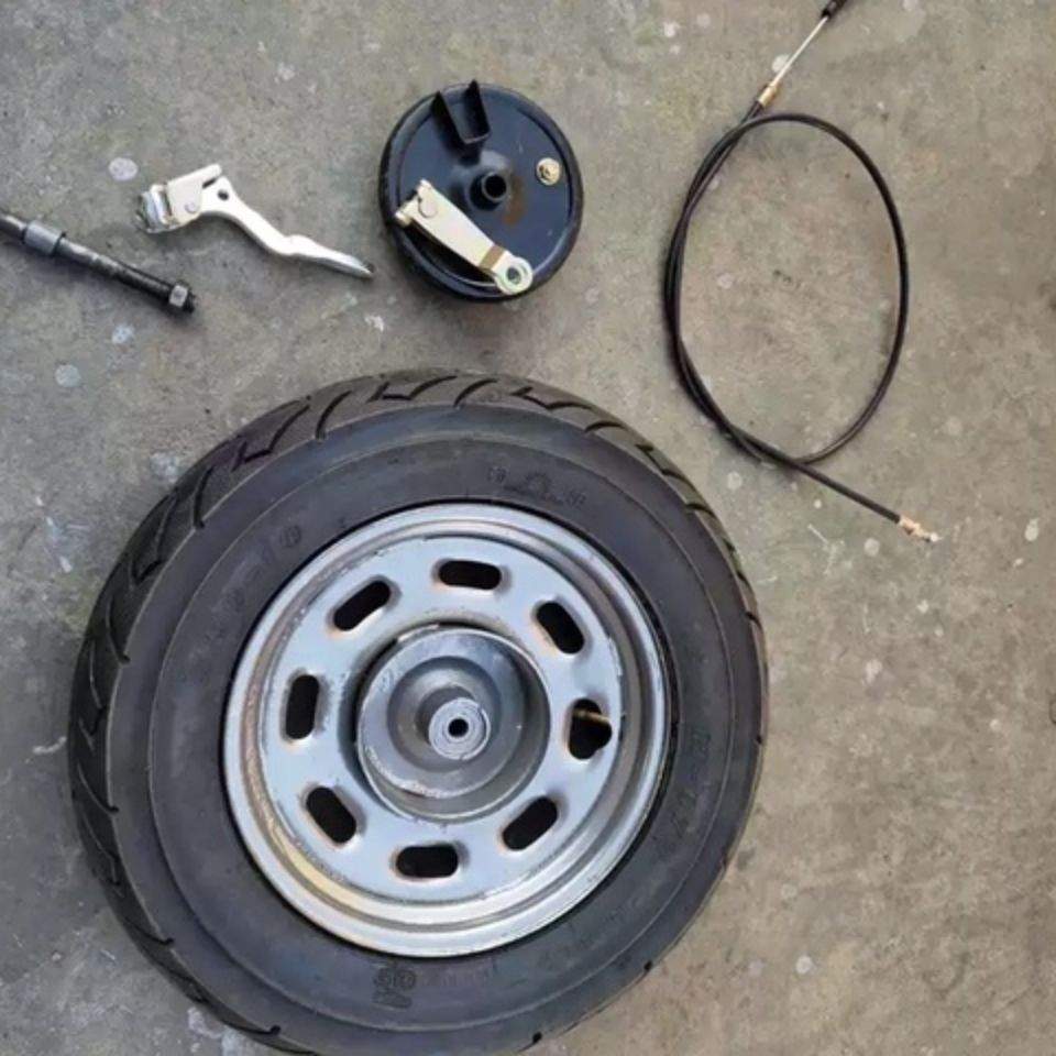 改装手推车老虎独轮双轮车斗斗车鸡公车带刹车总成300-10轮子配件