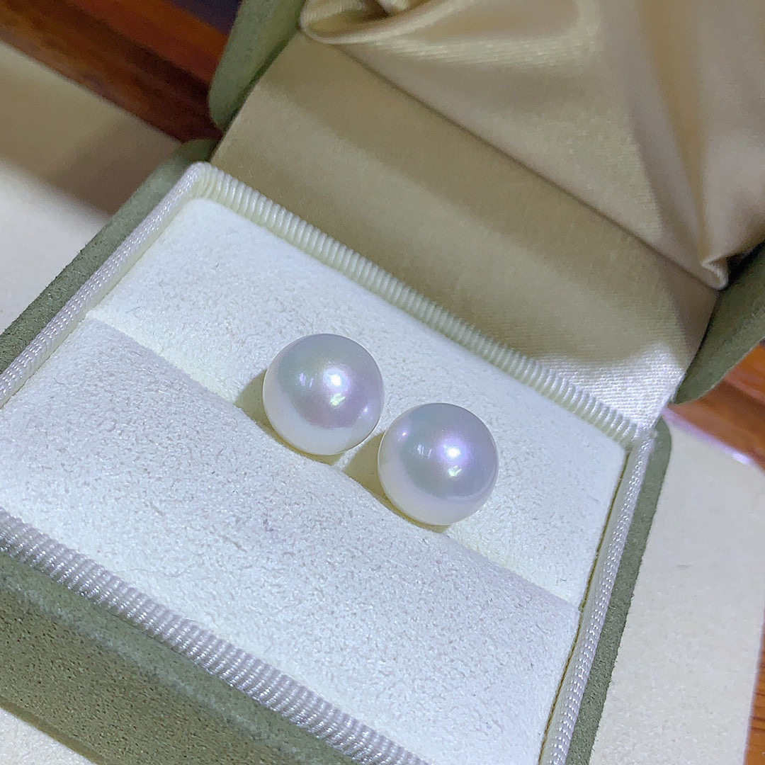 天然珍珠耳钉 6-12mm正圆爱迪生单珠小灯泡耳饰