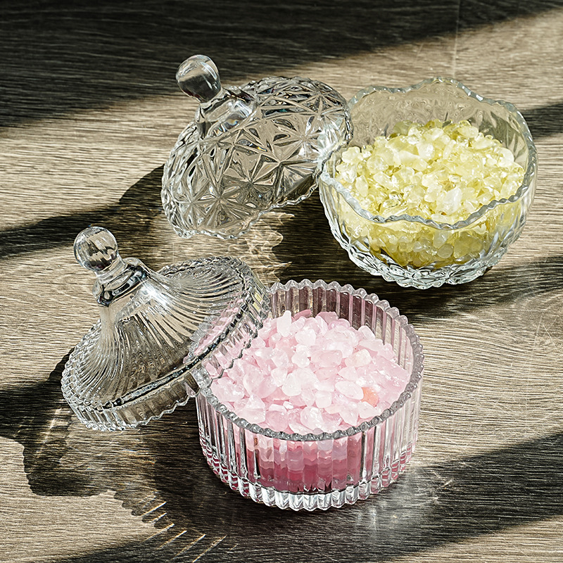 水晶消磁净化碗御守盐净化玻璃碗首饰盒收纳盒带盖扩香石容器