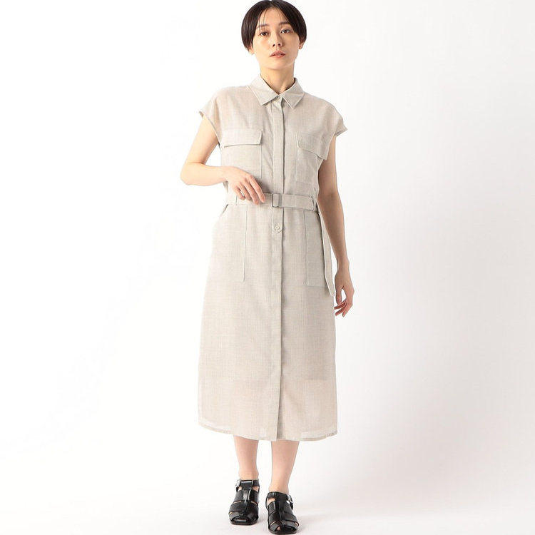 梨福阁原创设计师女装2025工装风无袖连衣裙女夏款卡其色通勤
