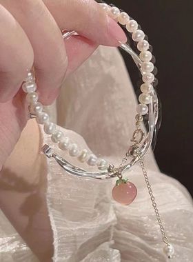 甜甜的小桃子手链 2023年早春新款蜜桃珍珠手串精致甜美手饰