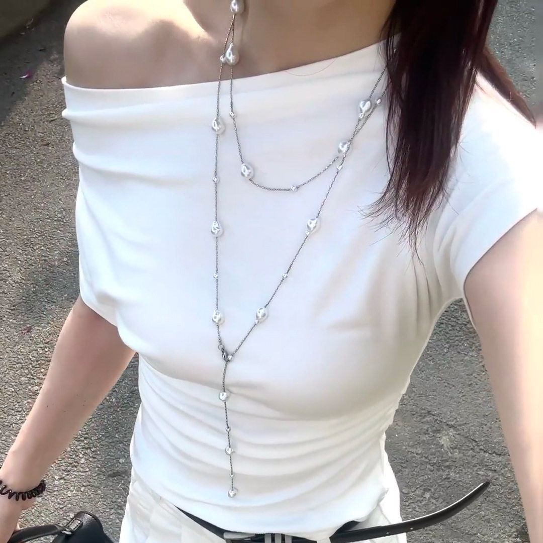 长款满天星仿珍珠项链女款高级感多种戴法锁骨链轻奢小众气质颈链