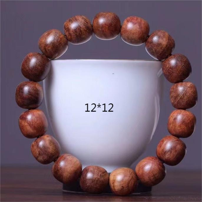 【海南黄花梨】手串2.0老料虎皮纹老型珠单圈手工编男女