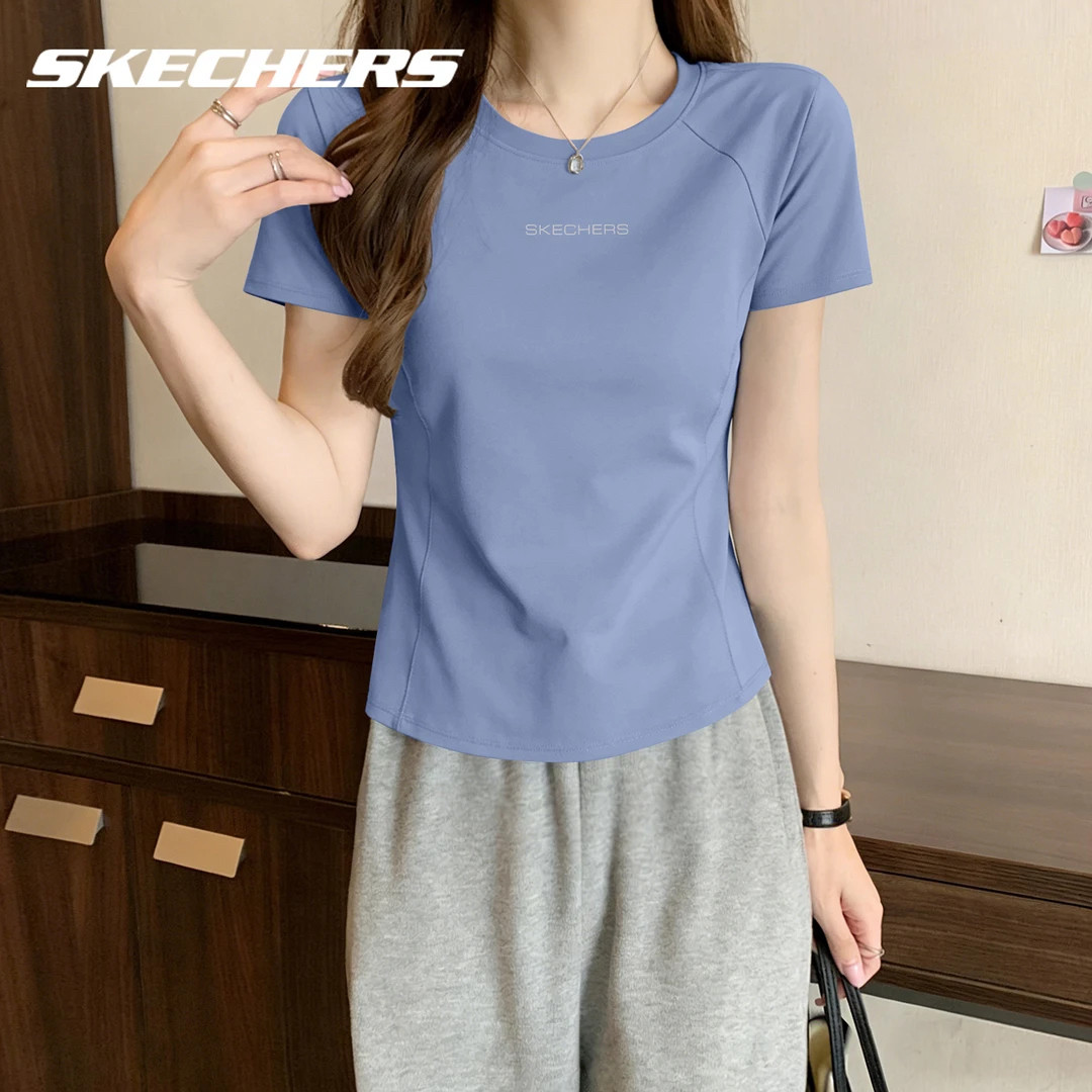 斯凯奇运动t恤女夏季瑜伽跑步服