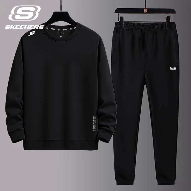 斯凯奇休闲套装男秋冬季加厚卫衣