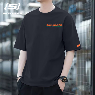 官方旗舰店纯棉透气运动上衣爸爸夏装 t恤2025新款 短袖 斯凯奇男士