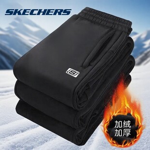 斯凯奇冬季加绒裤子男2025新款青少年卫裤束脚休闲长裤男士运动裤