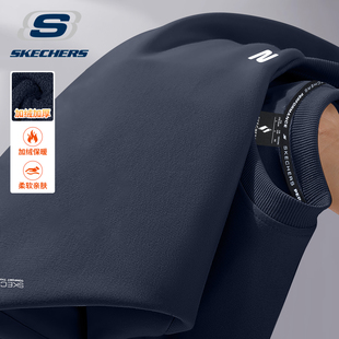 斯凯奇长袖t恤男士春季新款潮圆领运动上衣冬季男款无帽加绒卫衣