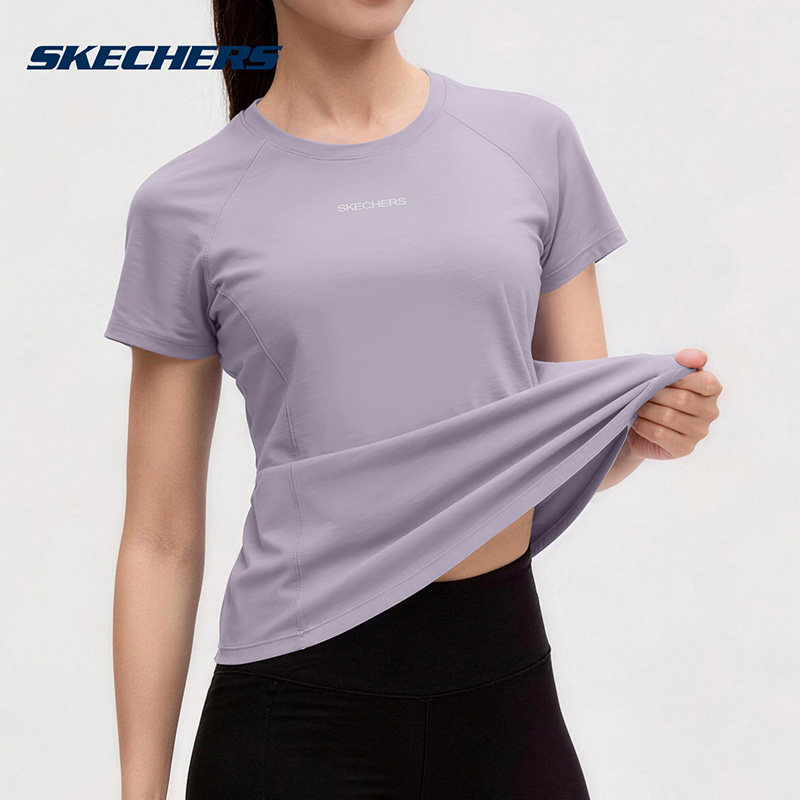 斯凯奇运动t恤女款短袖2026夏季瑜伽健身女士透气冰丝速干跑步服