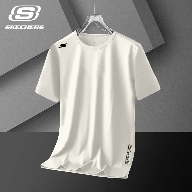 斯凯奇速干T恤男2026夏季新款凉感透气圆领短袖休闲跑步羽毛球服