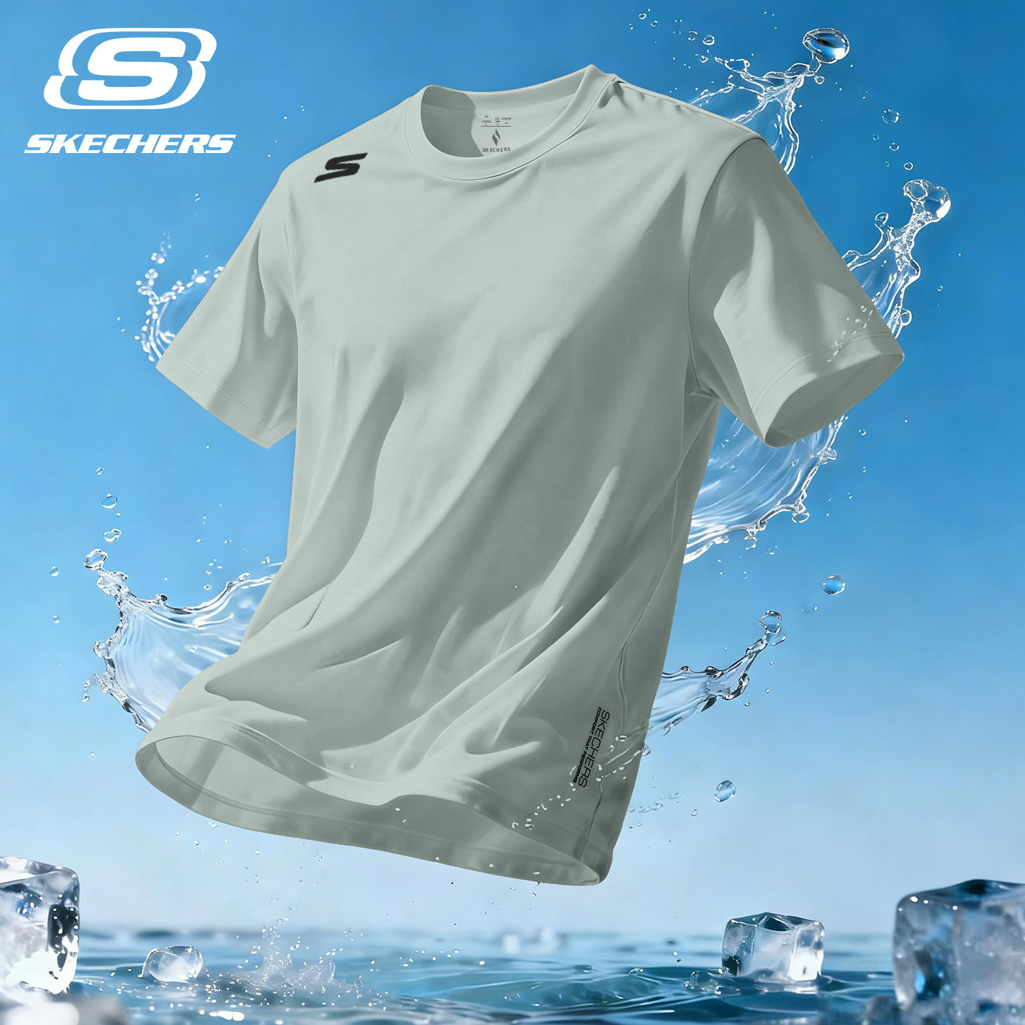 斯凯奇跑步短袖t恤男速干羽毛球透气2026夏季新款圆领训练运动服