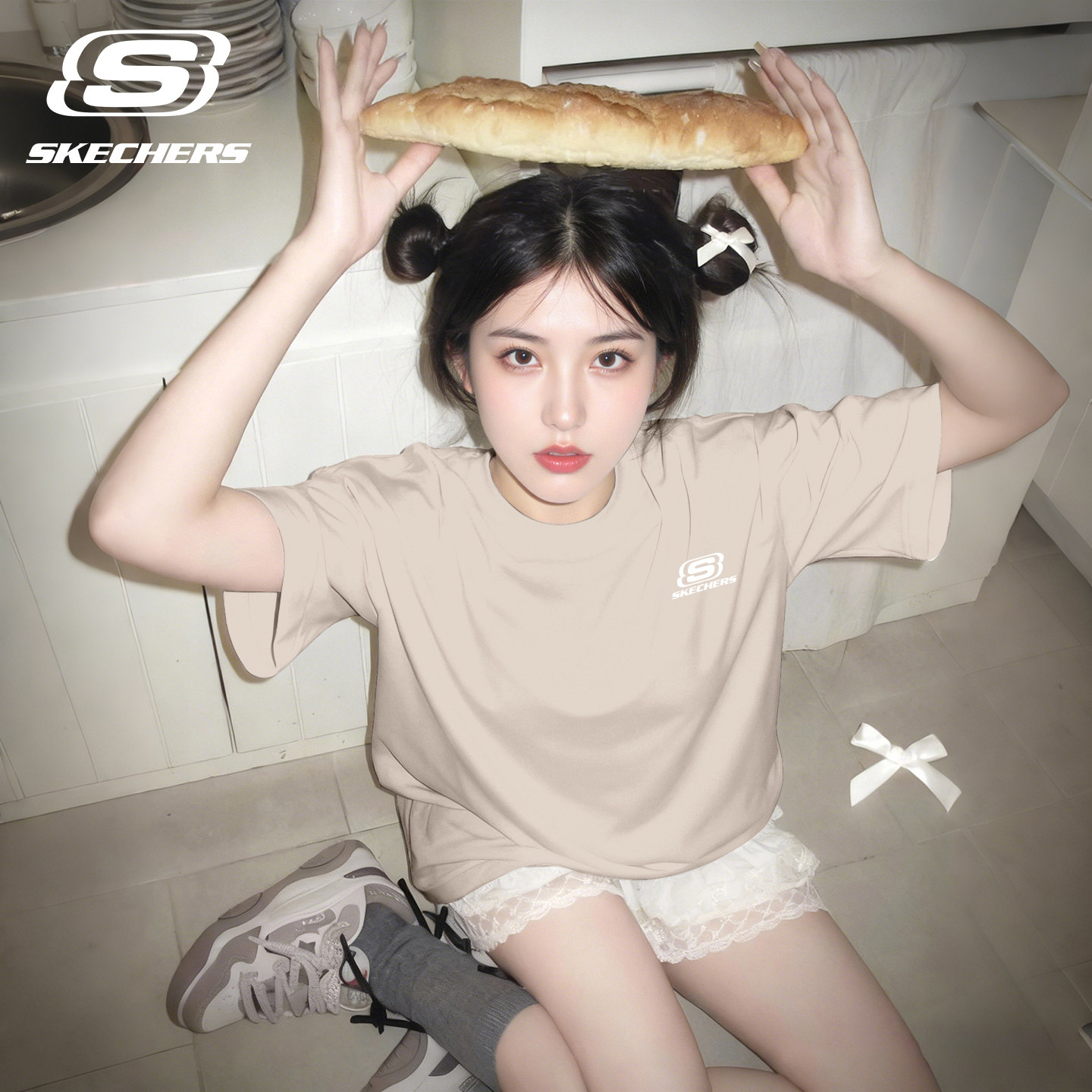 斯凯奇运动短袖女2026夏季新款纯棉透气T恤百搭宽松显瘦休闲上衣