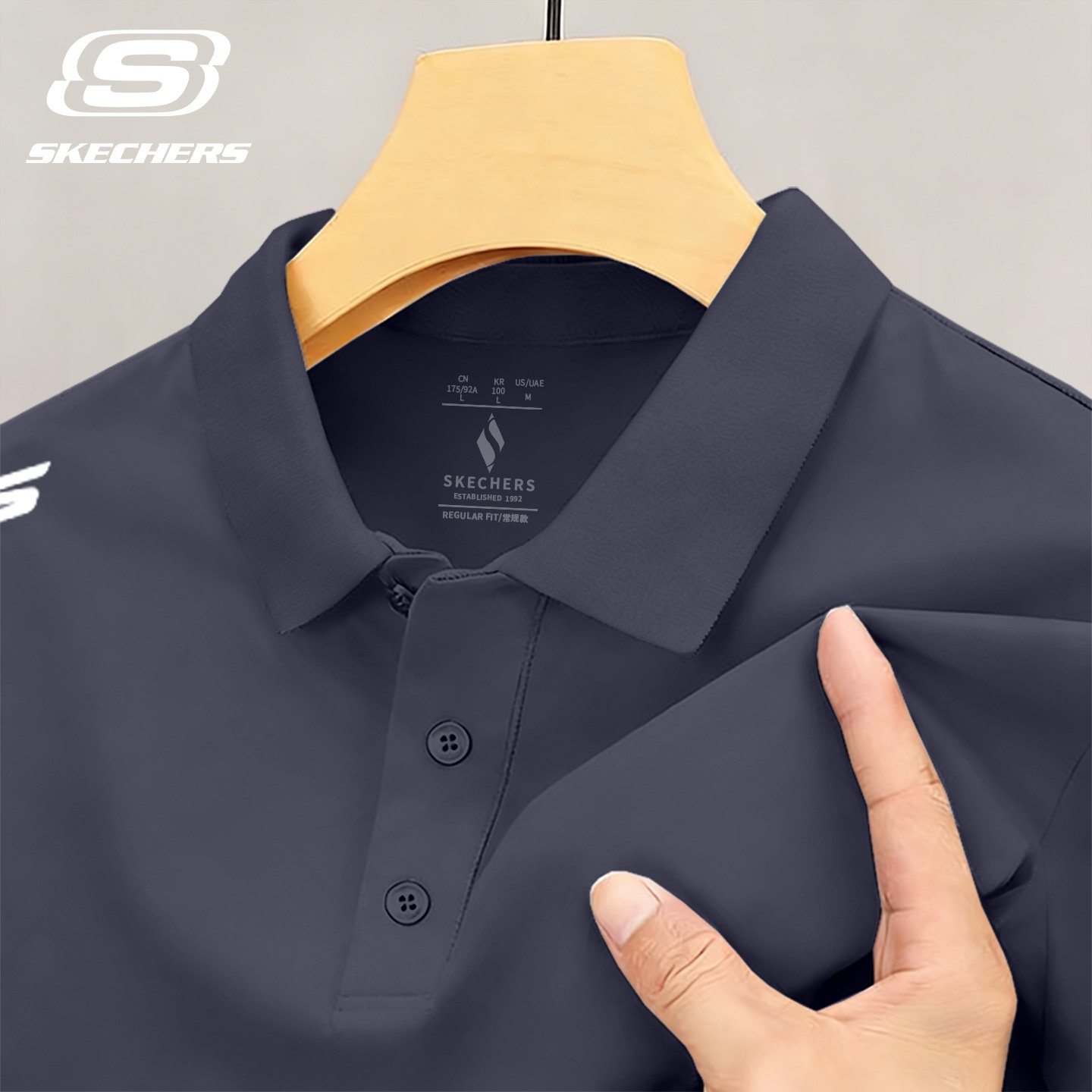 斯凯奇POLO衫男士短袖t恤2026夏季新款男装翻领半袖冰丝速干体恤