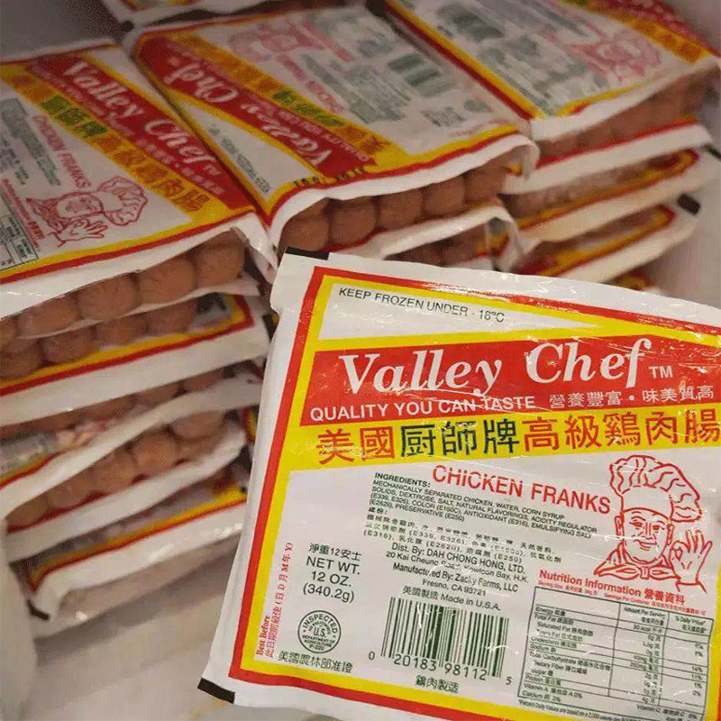 广东香港台湾美国厨师牌早餐鸡肉香肠商用餐厅烧烤火腿480一整箱