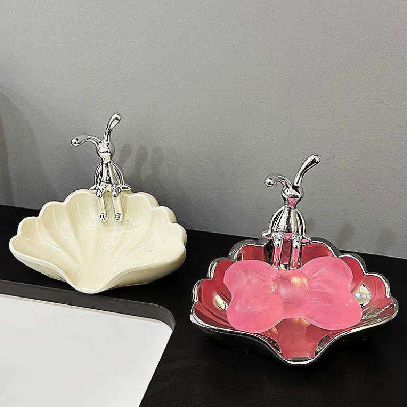 轻奢卫生间肥皂盒家用高档陶瓷洗手台面免打孔排沥水香皂盒置物架,家装主材,肥皂盒/皂碟,淘宝优惠券,粉丝福利购,淘宝优惠卷