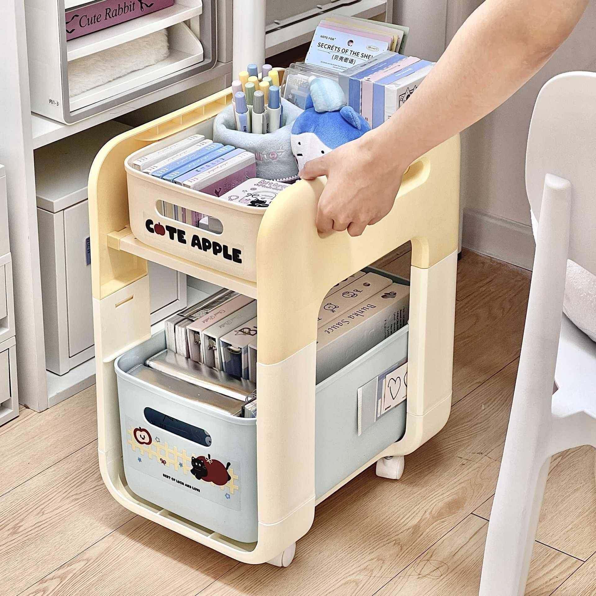 小推车置物架办公室学生放书包架桌下书架办公桌收纳柜工位收纳架,收纳整理,书桌收纳置物架,淘宝优惠券,粉丝福利购,淘宝优惠卷