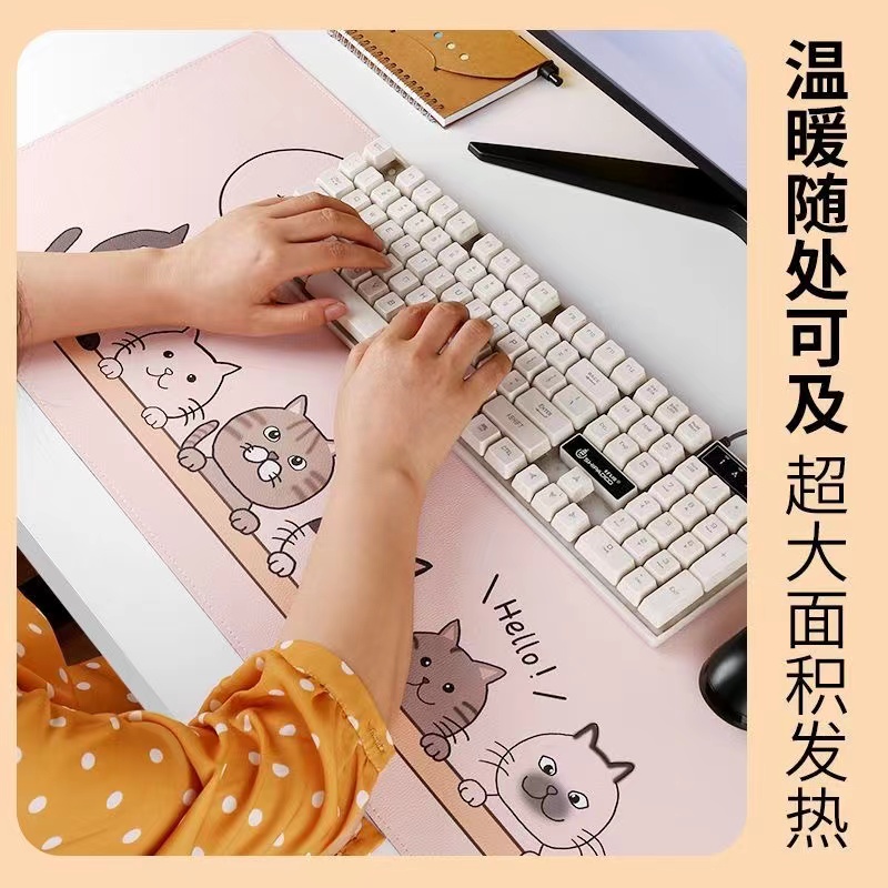 暴力熊暖桌垫加热鼠标垫超大号办公室桌面保暖恒温智能电脑键盘垫