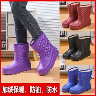 EVA加棉水鞋加绒雨鞋冬季男女洗车雪地防滑保暖中筒厨房雨靴加厚