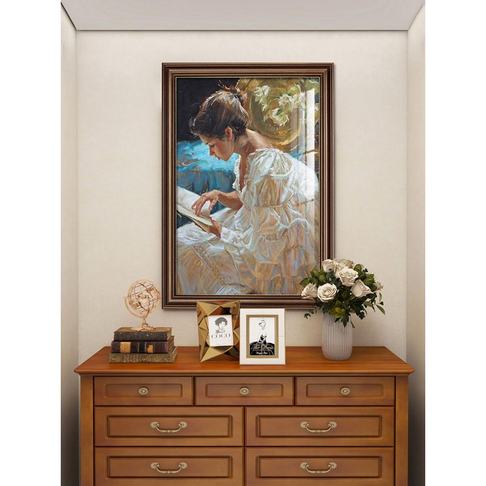 美式乡村装饰画法式复古人物艺术油画客厅背景墙欧式玄关柜上摆画图片