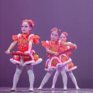 元旦喜庆红红的中国结演出服冰糖葫芦舞蹈服甜甜的糖球会表演道具