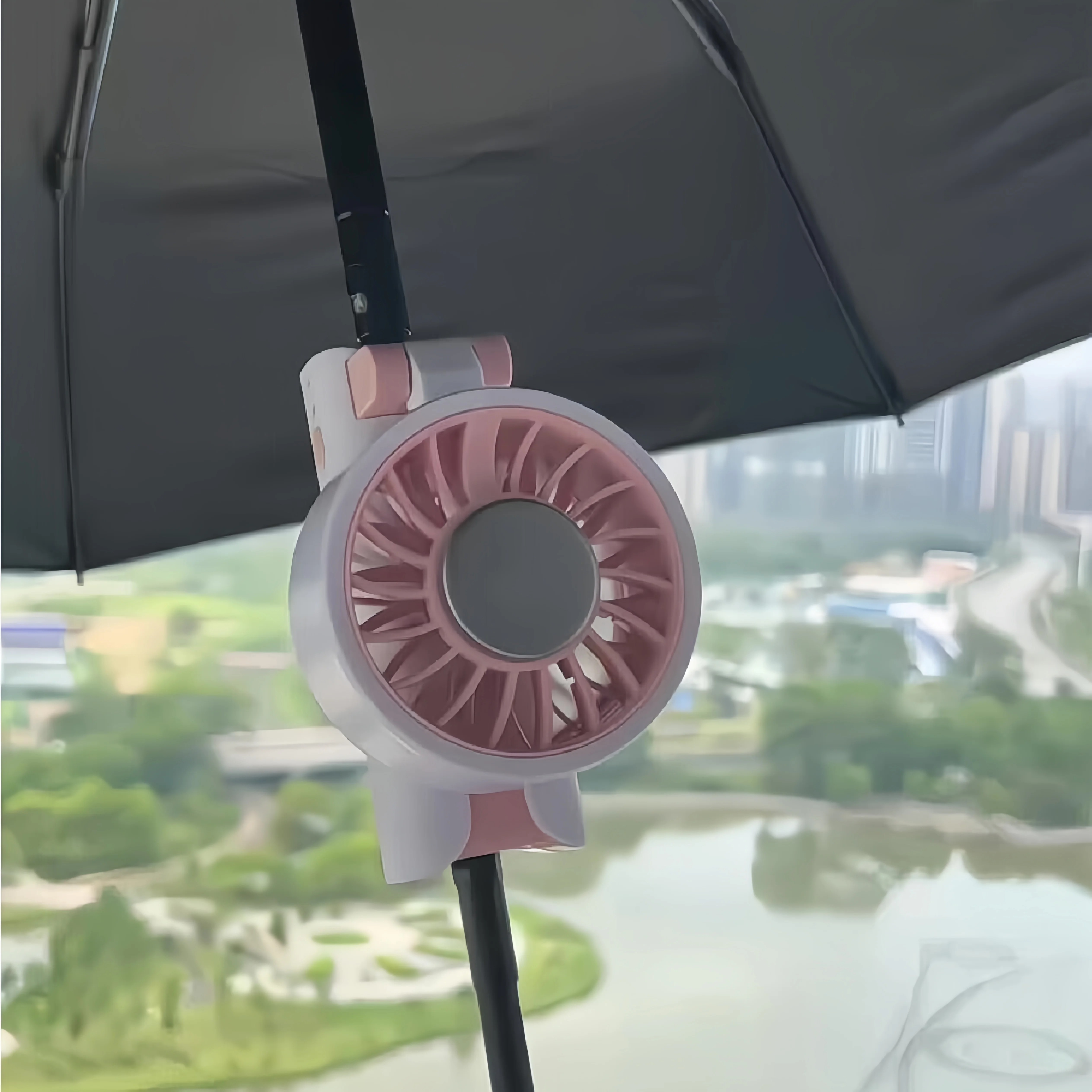 高速冰敷手持便携式迷你风扇手持户外可夹雨伞充电转叶扇折叠风扇