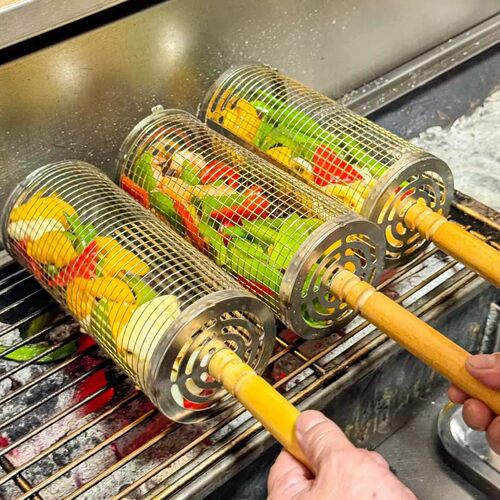 滚筒BBQ烧烤笼加厚烤蔬菜网架
