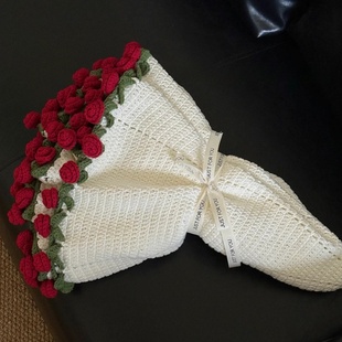 玫瑰花花束毯子diy毛毯材料包毛线团钩织花朵创意礼物送女朋友