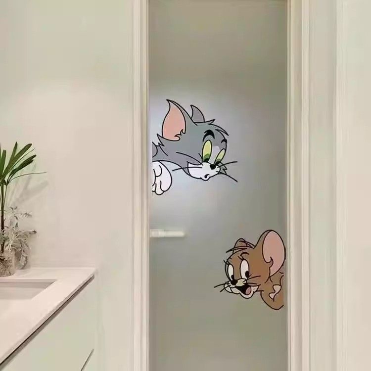 猫和老鼠贴纸镜子玻璃装饰创意卫生间浴室卡通可爱墙画防水贴画,家居饰品,玻璃膜/贴,淘宝优惠券,粉丝福利购,淘宝优惠卷