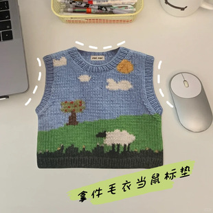 办公室宿舍高颜值 可爱毛衣印花鼠标垫个性 拿件毛衣当鼠标垫