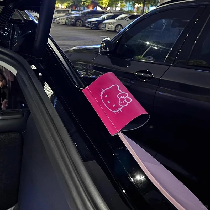 kt猫粉色车贴可爱卡通车尾凯帝猫个性装饰贴水洗标签贴车贴