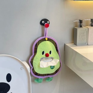 苹果造型车载纸巾盒可爱纸巾袋抽纸袋吊挂式布艺毛绒收纳包悬挂式