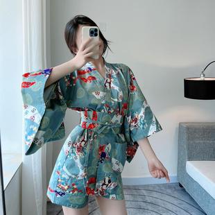 情侣加肥加大桑拿 新款 和服日系开衫 汗蒸服女款 纯棉洋气可爱L套装