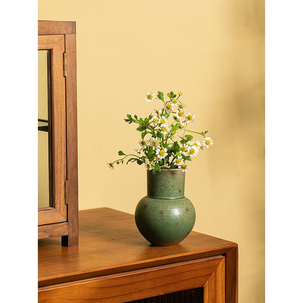 景德镇诧寂风复古粗陶小花瓶中式陶瓷客厅老陶罐花器插花摆件