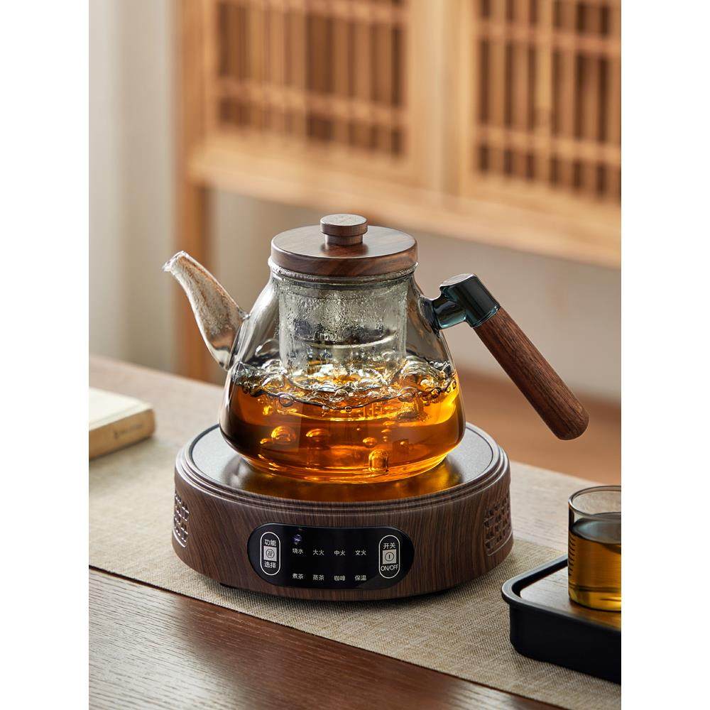 煮茶壶玻璃电陶炉煮茶套装围炉煮茶器蒸煮一体烧水壶电热泡茶茶具