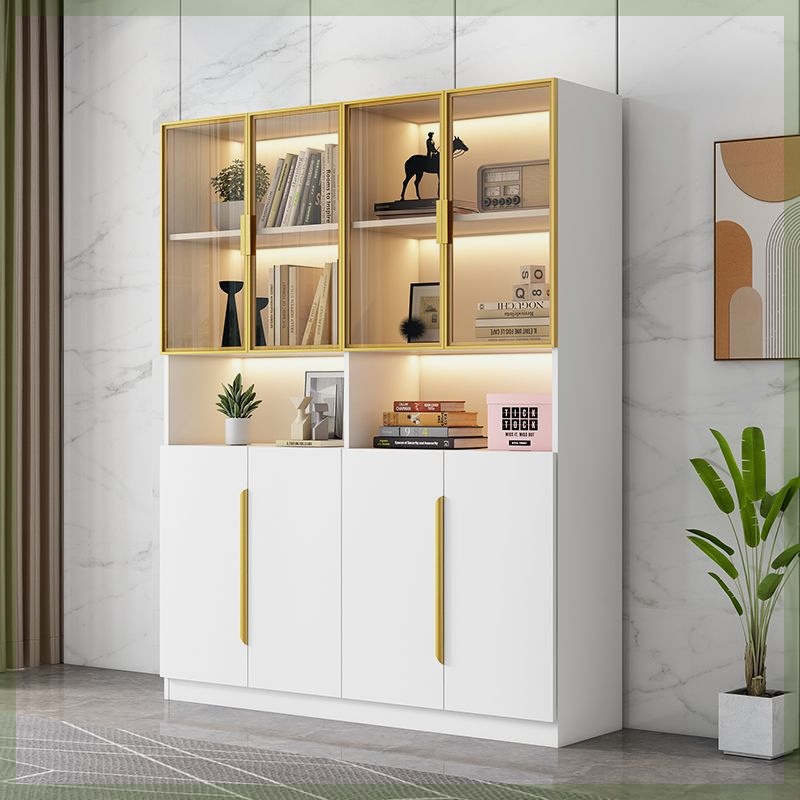 玻璃门手办展示柜落地轻奢风靠墙收纳柜书架防尘极简柜子多功能柜