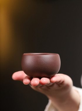 圆腹杯70cc宜兴紫砂杯原矿紫泥手工主人杯品茗杯功夫杯茶杯子茶具