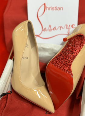 路森艳 so kate 12cm 水钻红底高跟鞋女细跟红色漆皮尖头浅口单鞋