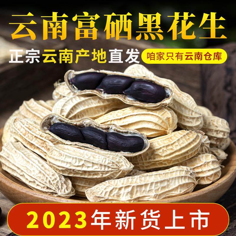 速发.云南特产富旗舰带壳原味黑花生种子籽高产有机正品官方硒202