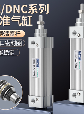 大推力标准气缸SE/DNC32/40/63/80/100/125*50*600气动拉杆长行程