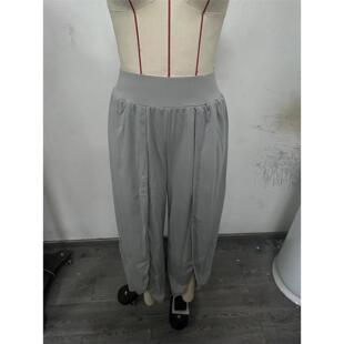 百搭显瘦高腰开高叉长裤 women 时尚 新款 欧美宽松 clothes年春夏季