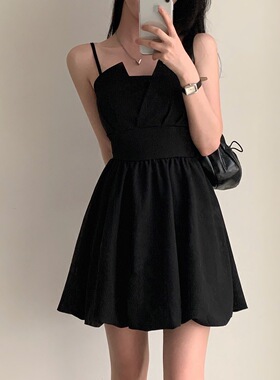 women clothes夏季新品韩国chic法式后背系带度假连衣裙女小个子