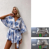 几何印花性感连体裤 2026 女士收腰系带 新款 88137 women欧美夏季