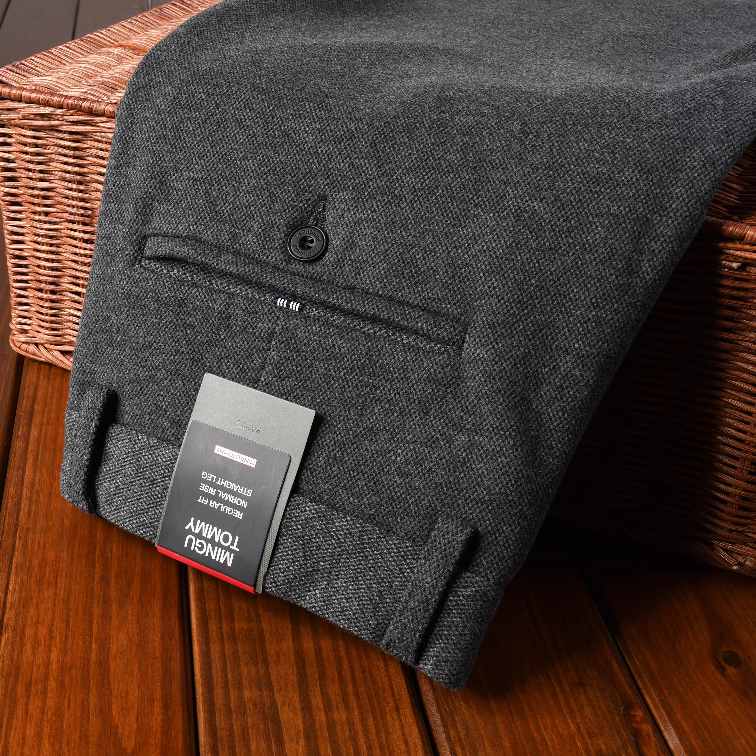 法国进口品牌高端羊毛呢休闲裤男直筒商务加厚保暖长裤子冬季新款