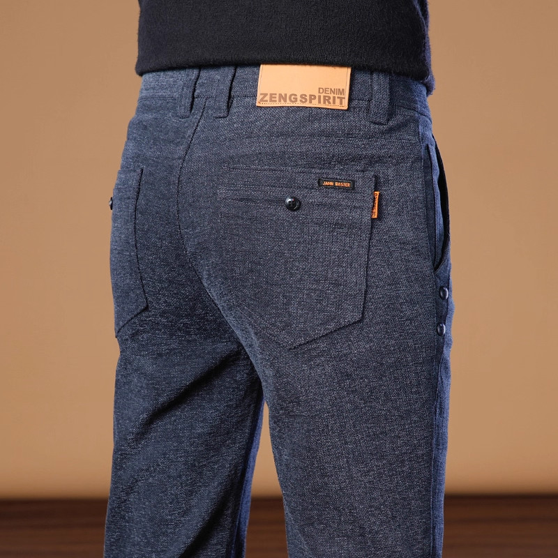 法国高端品牌毛呢休闲裤男修身直筒商务加厚保暖磨毛裤子冬季新款