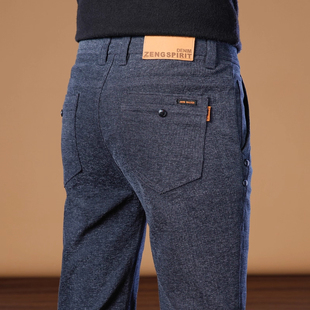 法国高端品牌毛呢休闲裤男修身直筒商务加厚保暖磨毛裤子冬季新款