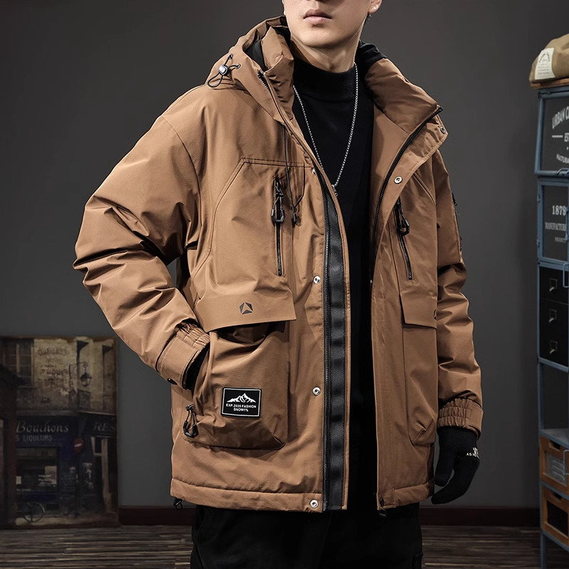 法国高端品牌90%鸭绒中长款羽绒服男冬季新款宽松保暖连帽外套男