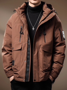 法国进口品牌新国标90鸭绒羽绒服男宽松连帽抗寒保暖外套冬季新款