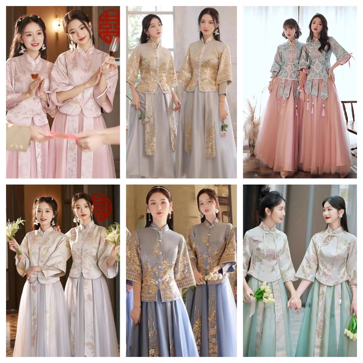 伴娘服出租赁新款春夏中式复古显瘦中国风姐妹团服秀禾礼服高级感